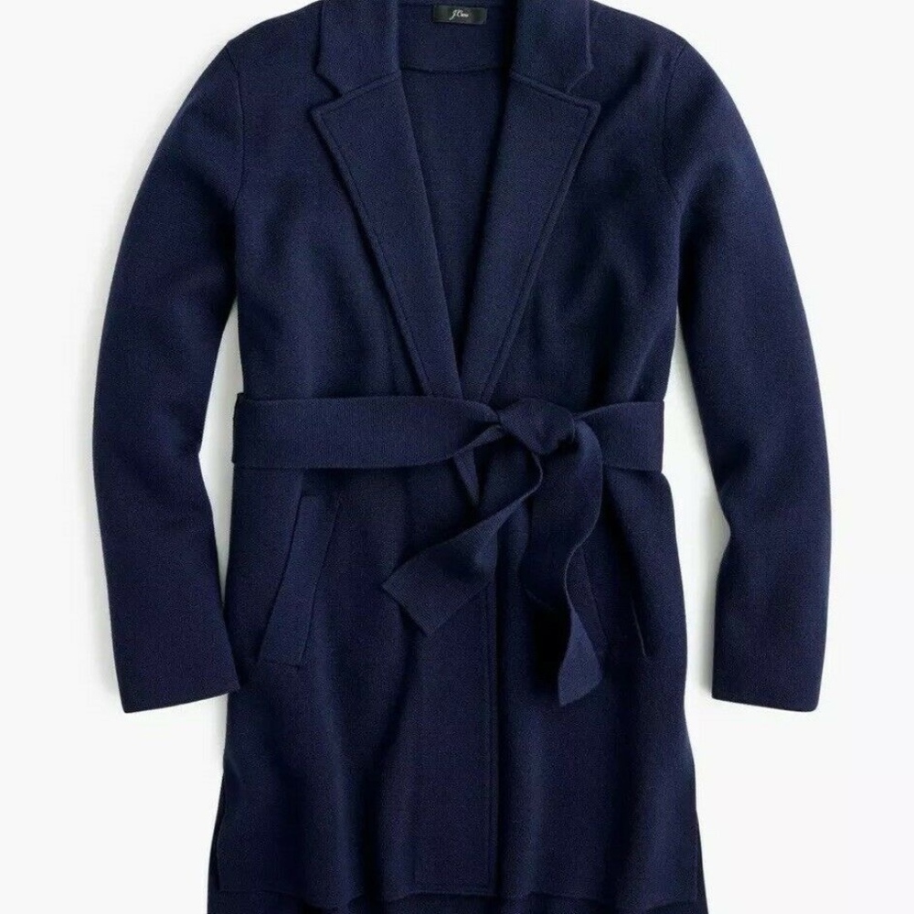 J.Crew Navy Belted Wrap Sweater Small